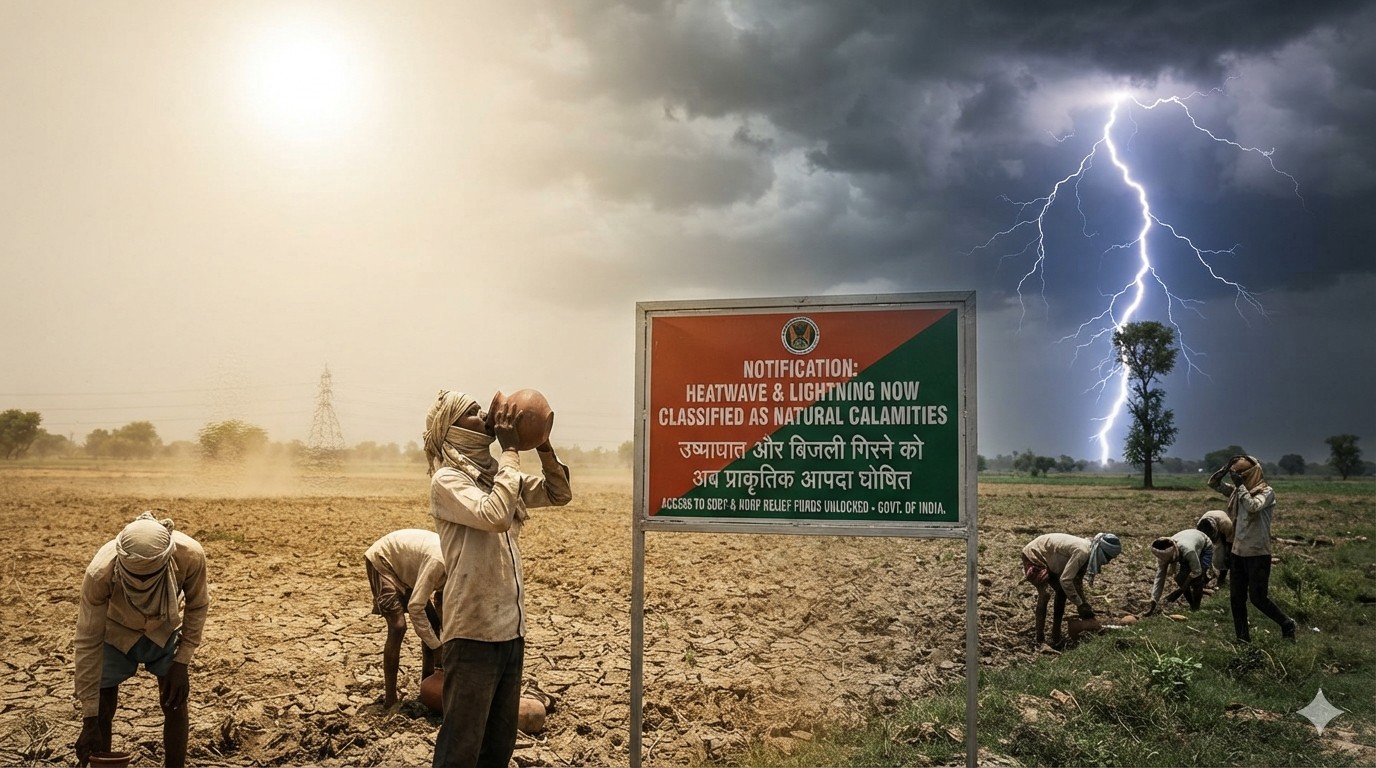 POLICY OVERHAUL: Heatwaves and Lightning Declared Notified Natural Calamities to Unlock Massive Climate Relief Funds