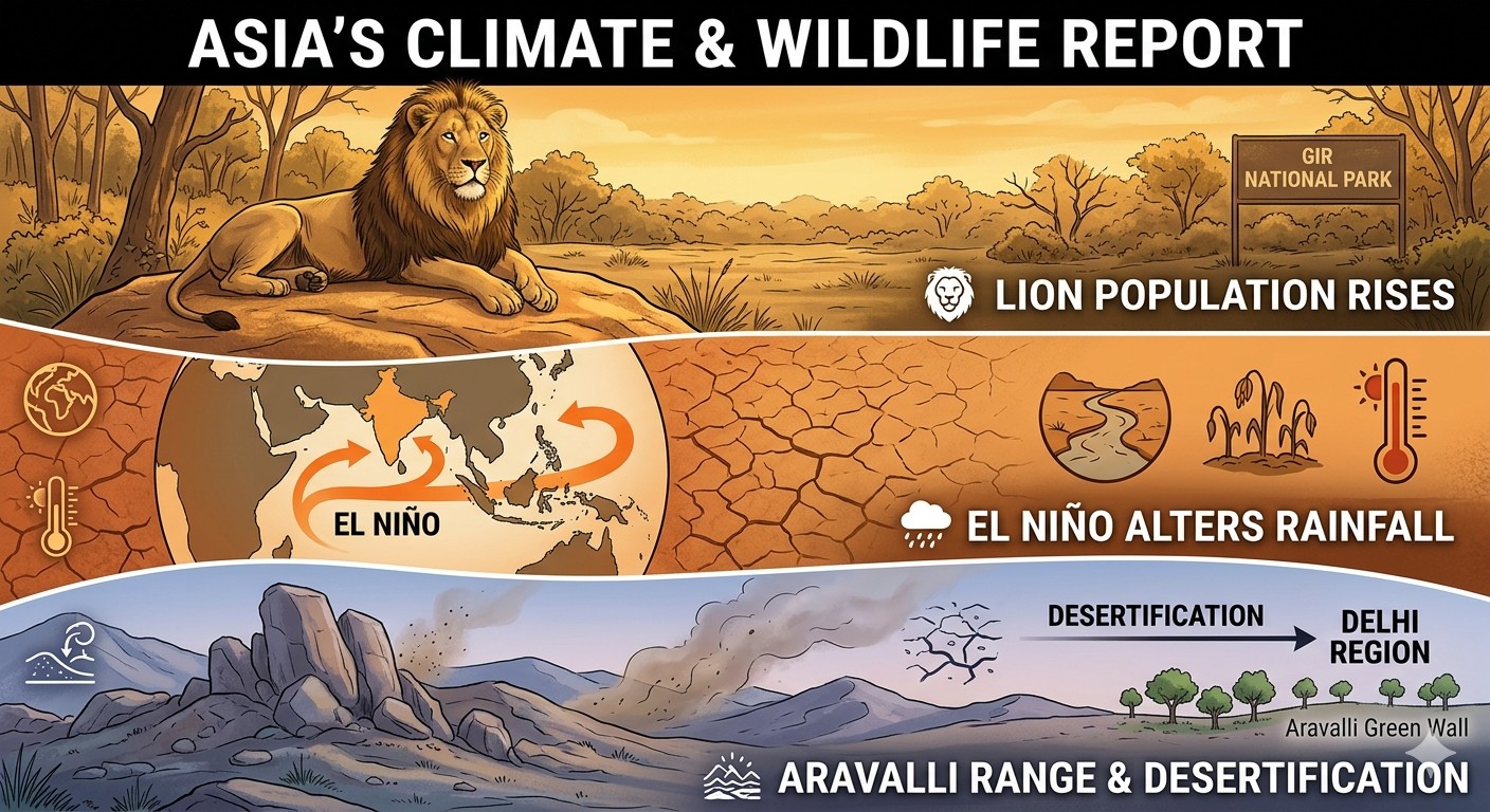 PARLIAMENTARY DISCLOSURES: Asiatic Lion Population Surges 32% as Climate Models Project Extended El Niño into 2027