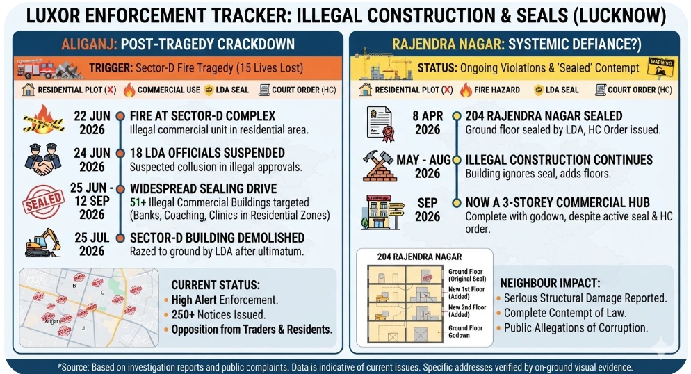 CRACKDOWN ON ILLEGAL ALIGANJ PROPERTIES AMID ALLEGATIONS OF INSTITUTIONAL CORRUPTION