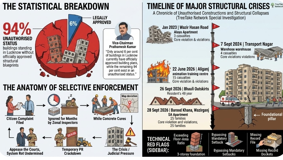 Lucknow Crumbling: Illegal Skylines and Structural Collapses Expose Civic Decay