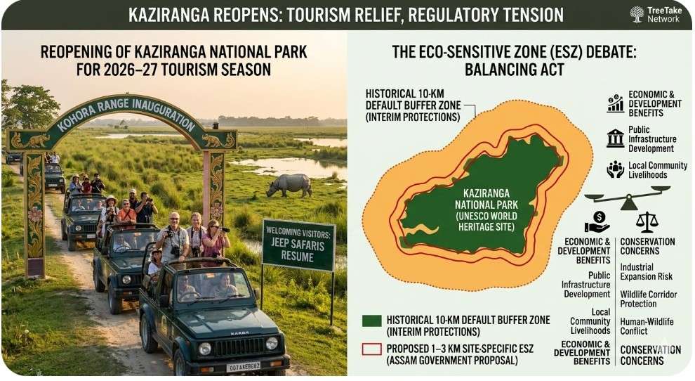 KAZIRANGA REOPENS FOR TOURISM SEASON AMID DEBATE OVER PROTECTIVE BUFFER ZONES