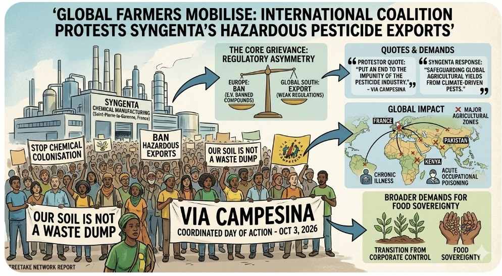 GLOBAL FARMERS MOBILISE IN MASS PROTESTS AGAINST SYNGENTA PESTICIDE EXPORTS