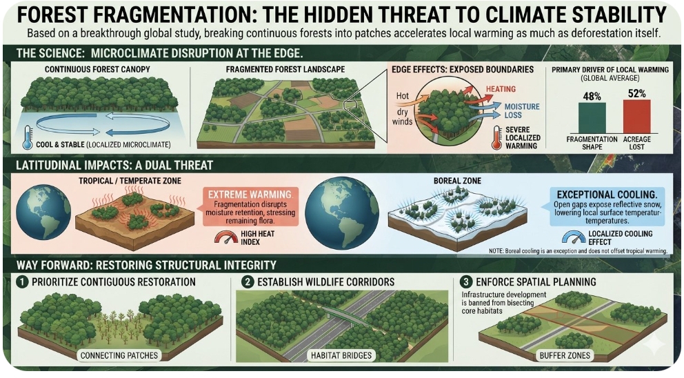 Forest fragmentation poses identical risk to global warming as outright tree loss