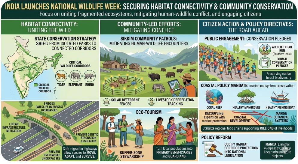 India launches National Wildlife Week with intense focus on habitat connectivity and community conservation