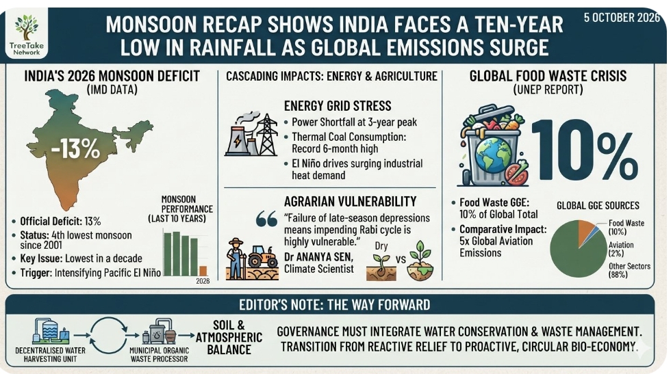 Monsoon recap shows India faces a 10-year low in rainfall as global emissions surge
