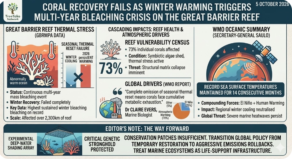 Coral recovery fails as winter warming triggers multi-year bleaching crisis on the Great Barrier Reef