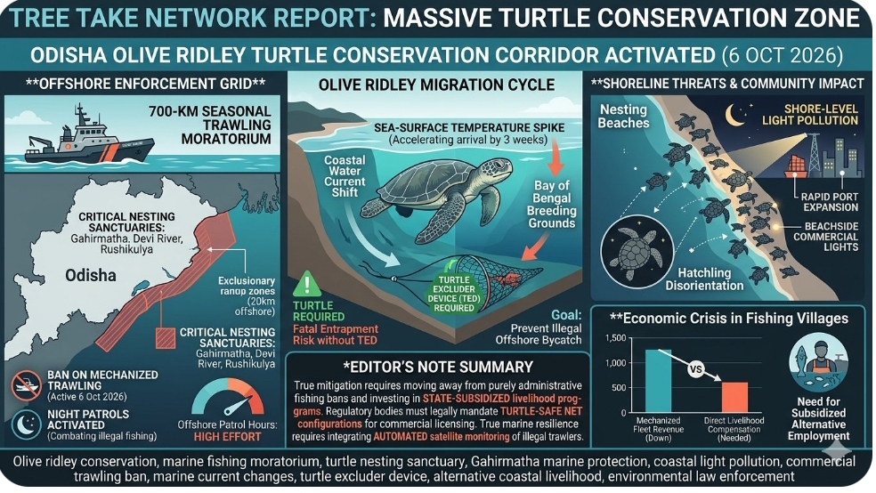 Massive olive ridley turtle conservation corridor activated along Odisha coastline