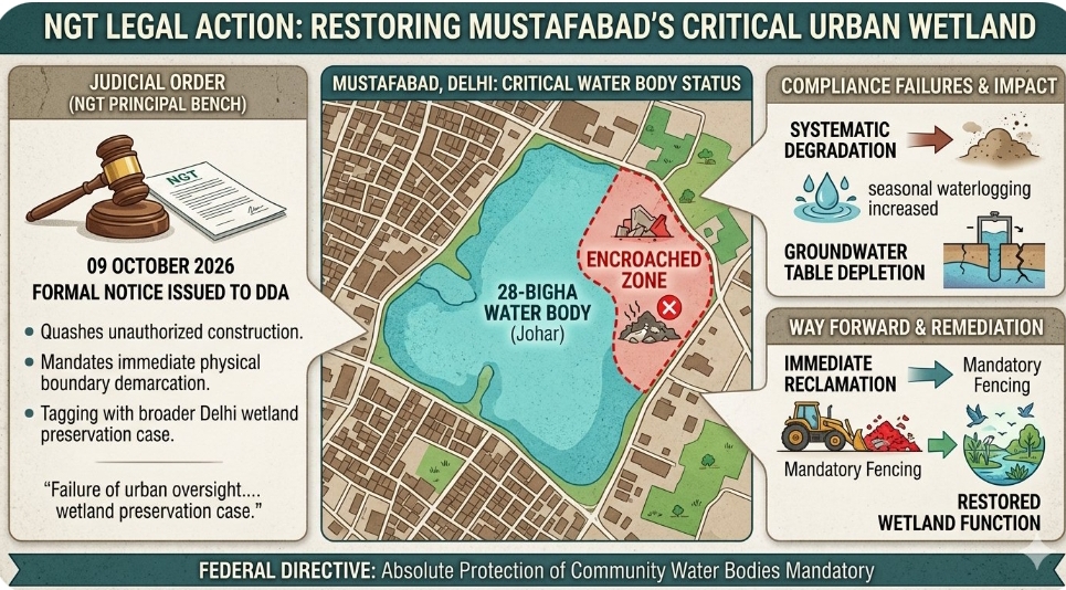 National Green Tribunal issues notice to Delhi Development Authority over Mustafabad water body encroachment