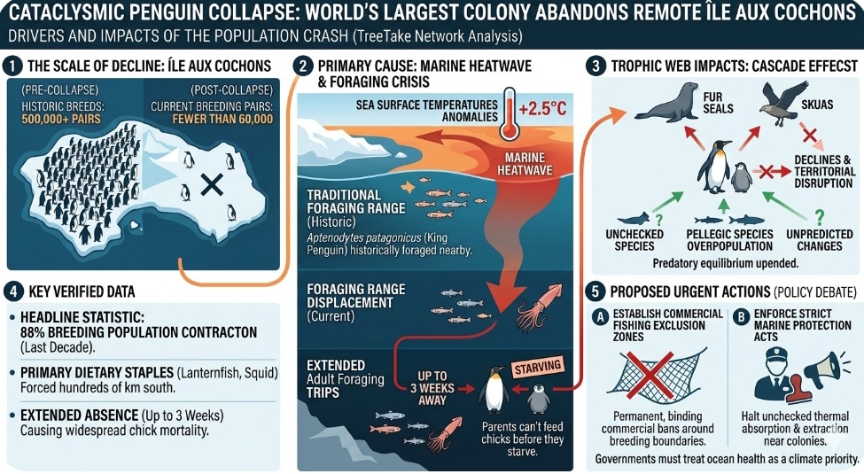 Warming oceans strip remote volcanic island of worlds largest penguin colony status
