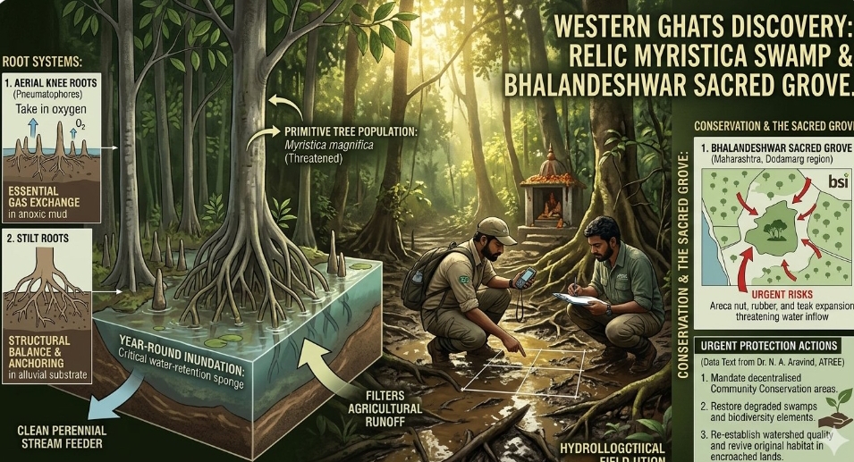 Botanists map previously undocumented relic Myristica swamp pocket in southern Western Ghats
