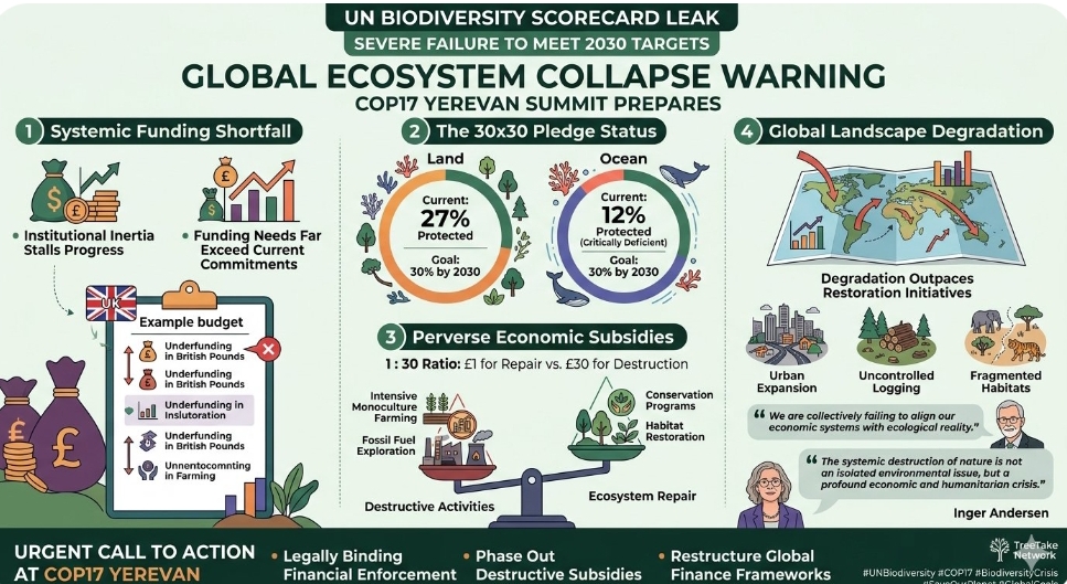Leaked United Nations scorecard reveals severe global failure to meet key 2030 biodiversity targets