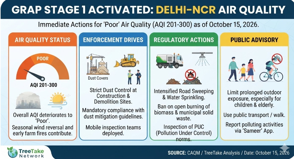 CAQM Activates Stage 1 Anti Pollution Mandates Across Delhi NCR as Air Quality Dips