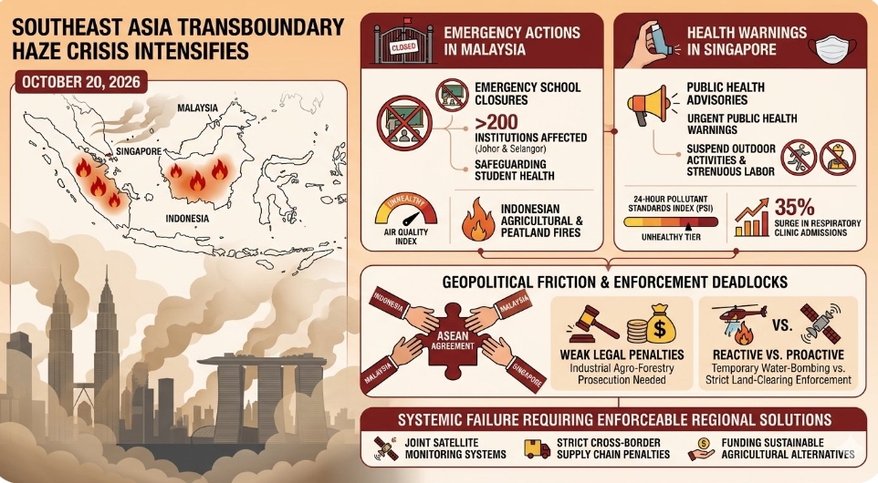 Southeast Asia transboundary haze crisis intensifies forcing school closures in Malaysia and health warnings in Singapore