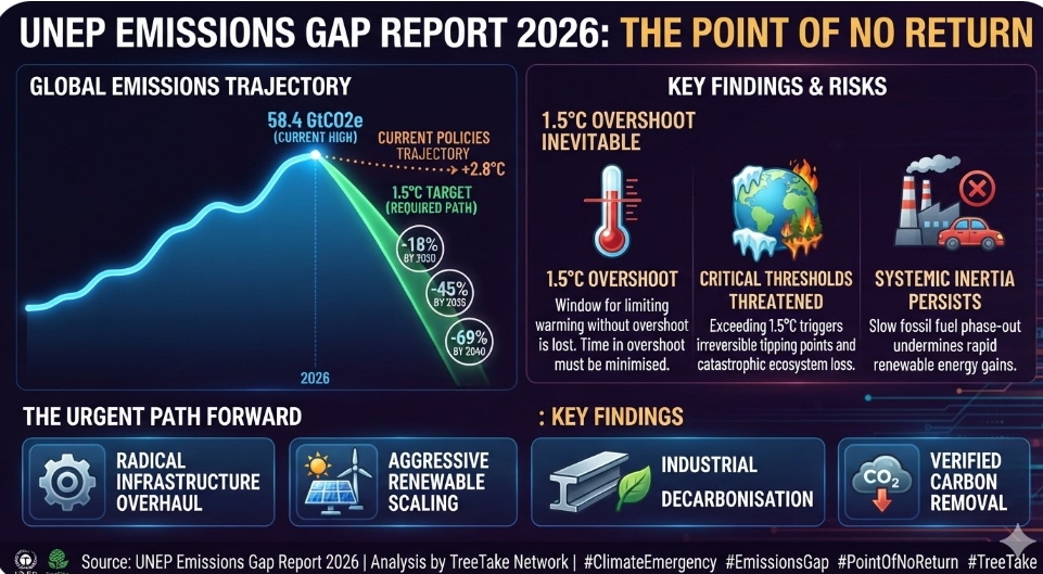 UN Environment Programme warns of global warming overshoot as emissions gap reaches point of return