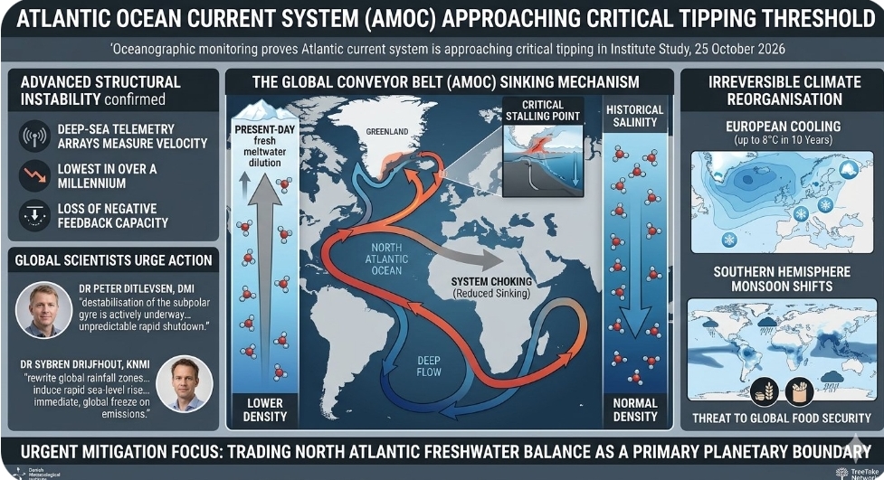 Oceanographic monitoring proves Atlantic current system is approaching critical tipping threshold