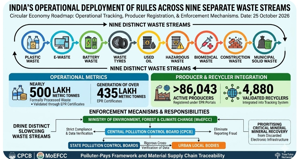 Union Environment Minister confirms operational deployment of rules across nine separate waste streams