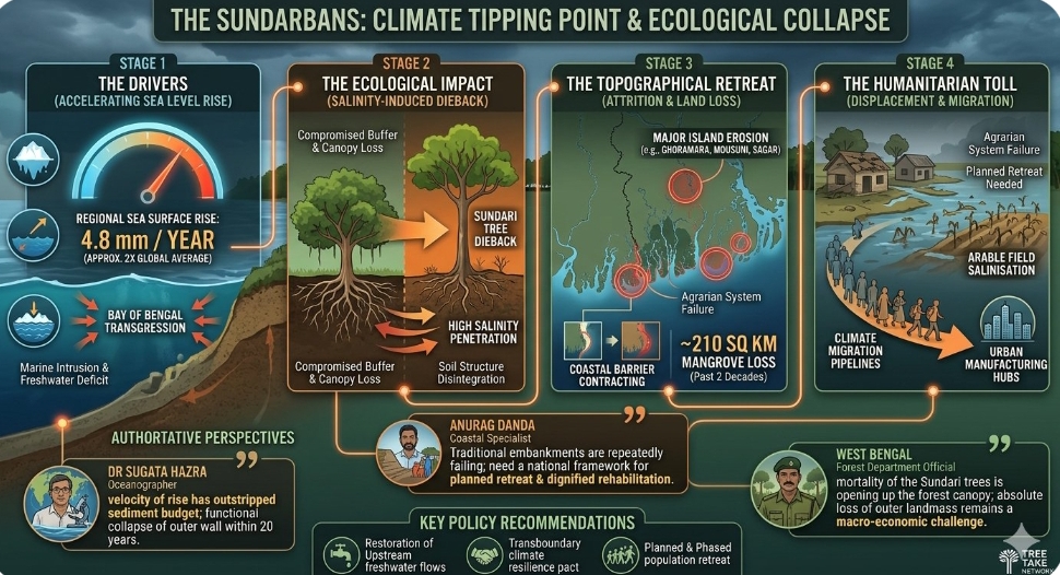 Accelerating sea level rise pushes Sundarbans mangrove ecosystem toward definitive climate tipping point 