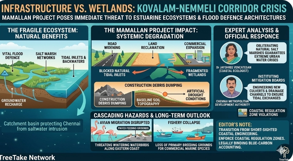 Infrastructure push poses immediate threat to Kovalam-Nemmeli wetland ecosystems