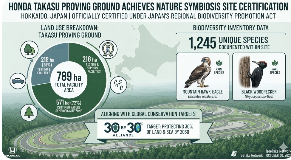 Honda Takasu Proving Ground Gains Prestigious Nature Symbiosis Site Certification in Japan