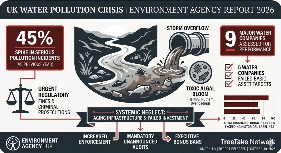 UK Environment Agency Reports Massive 45% Spike in Water Company Pollution Incidents