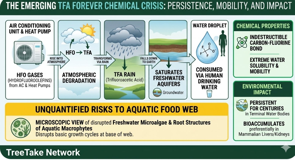 Environmental Health Assessment Warns of Chronic Human and Ecosystem Exposure to Ultrafast-Moving TFA Cooling Chemical Pollution