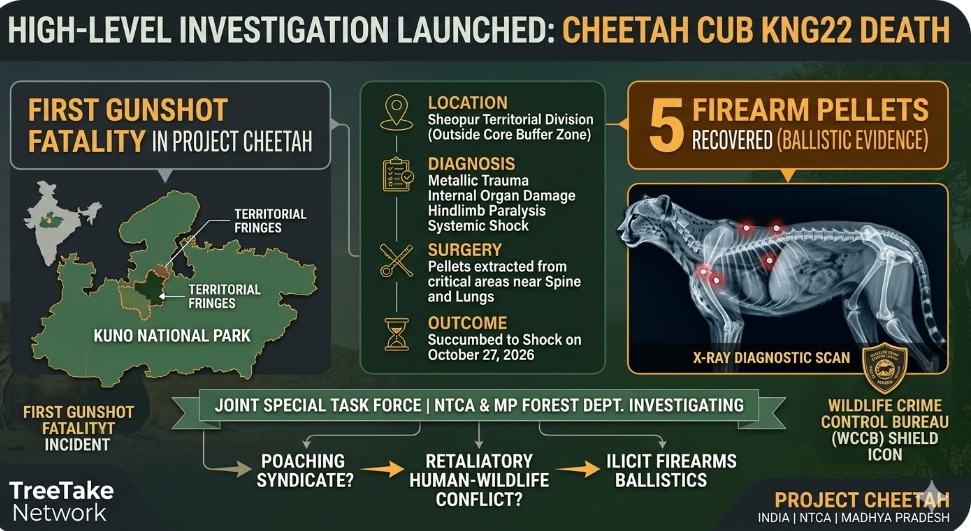 High-Level Investigation Launched After First Reintroduced Cheetah Cub Dies From Firearm Pellet Wounds in India
